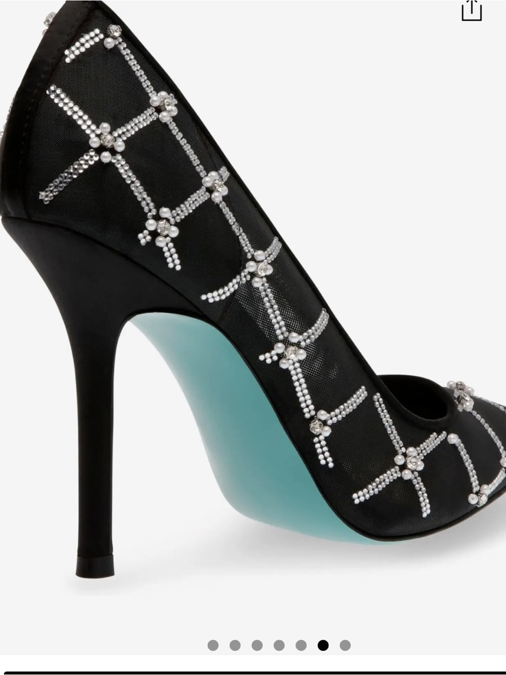 Betsey Johnson Cruze Stiletto Pumps Black Mesh Rhinestone Classic Glam In Box 9 - Picture 4 of 10
